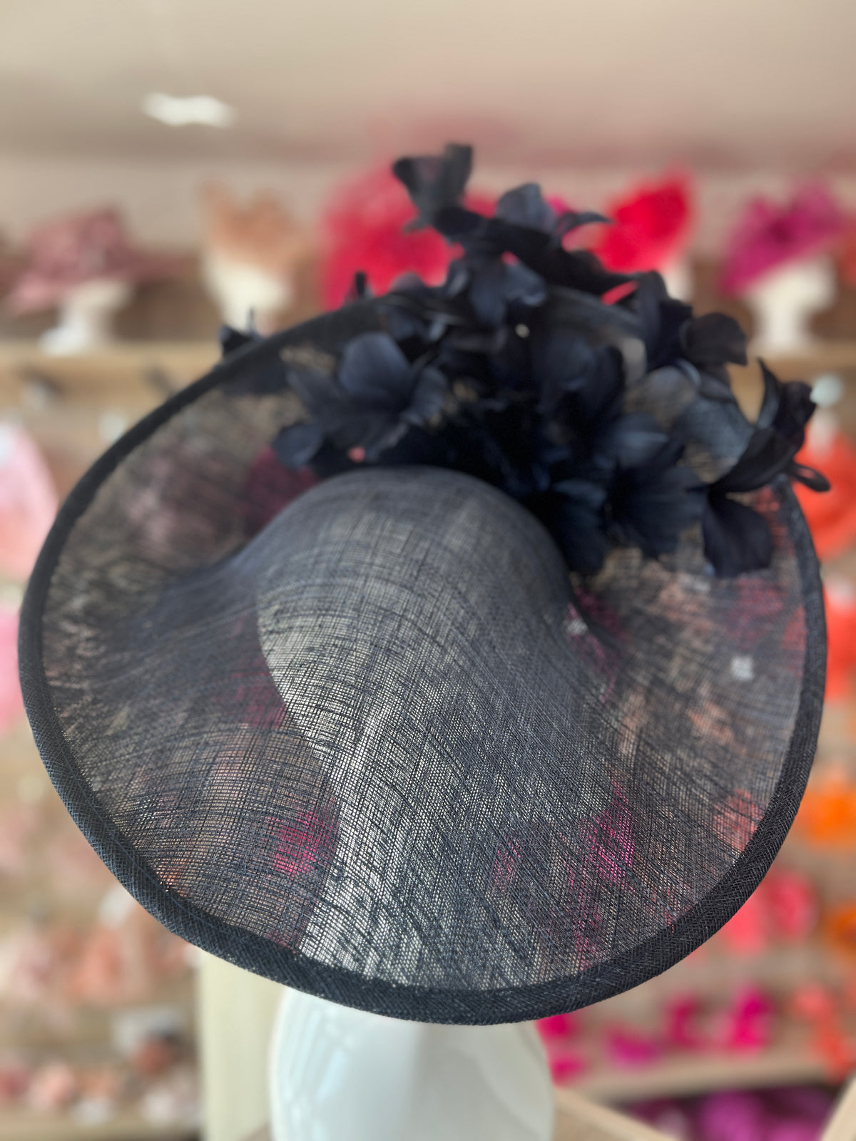 Floral Fantasy Navy Hatinator with Upturned Brim-Fascinators Direct