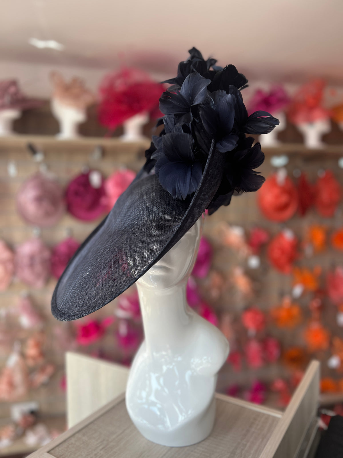 Floral Fantasy Navy Hatinator with Upturned Brim-Fascinators Direct