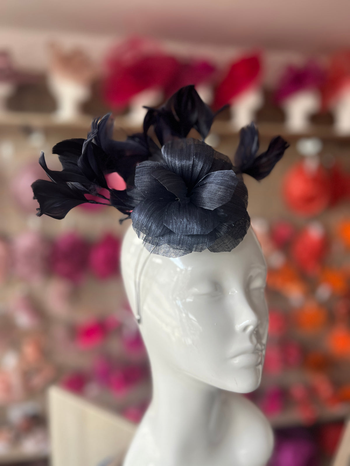 Floral Fantasy Navy Headband Fascinator-Fascinators Direct