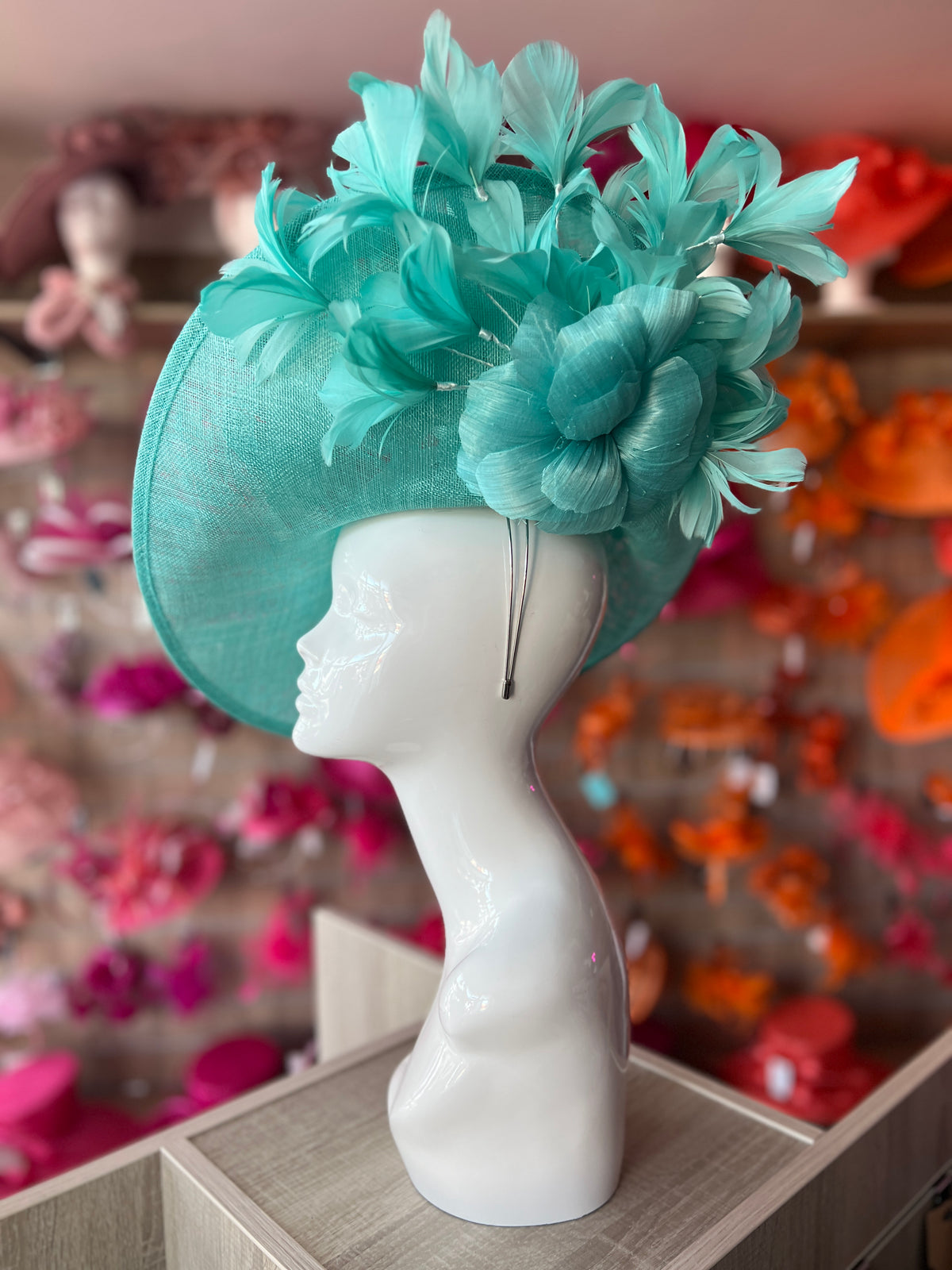 Floral Fantasy Peacock Hatinator with Upturned Brim-Fascinators Direct
