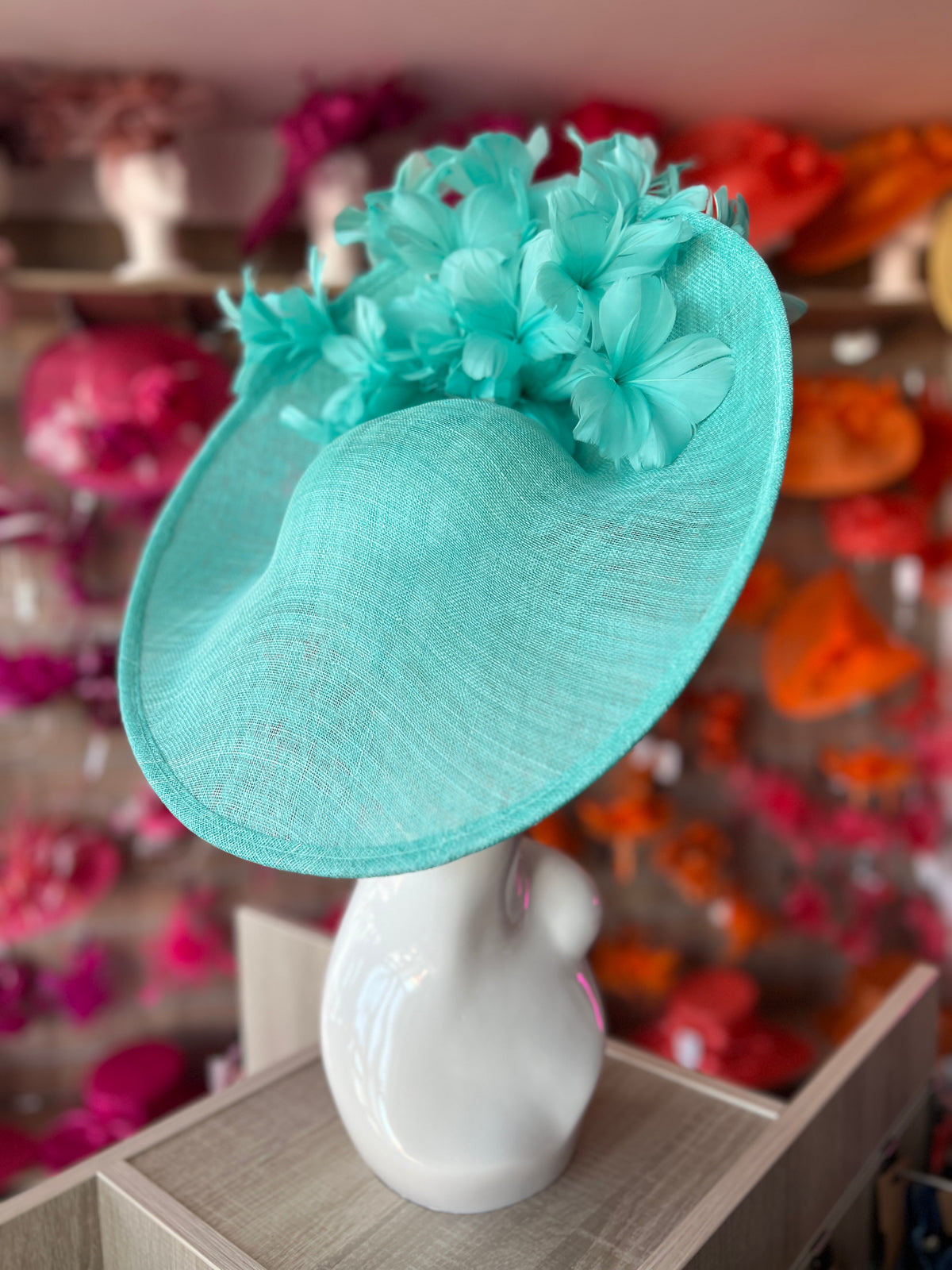 Floral Fantasy Peacock Hatinator with Upturned Brim-Fascinators Direct