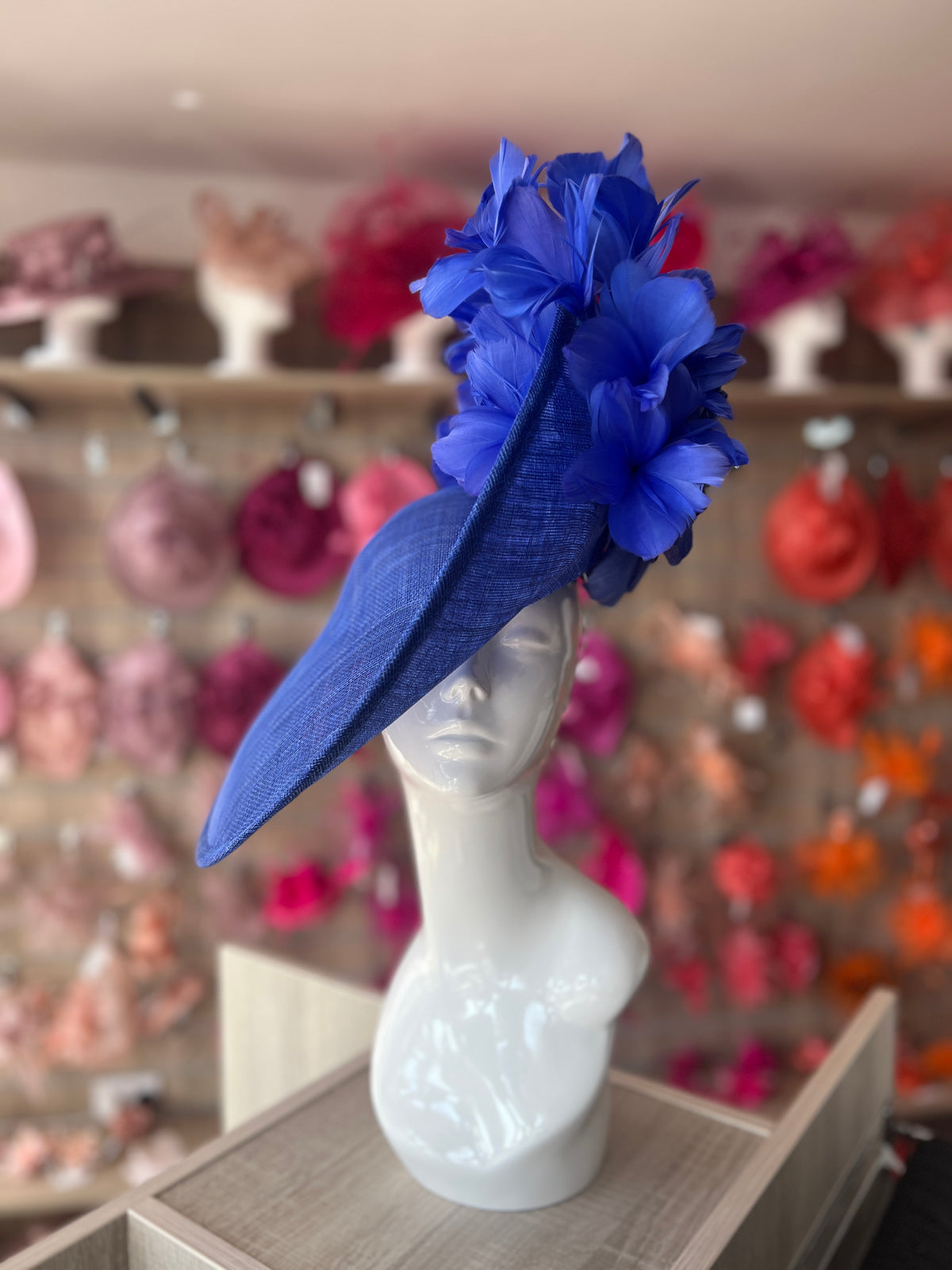 Floral Fantasy Sapphire Hatinator with Upturned Brim-Fascinators Direct