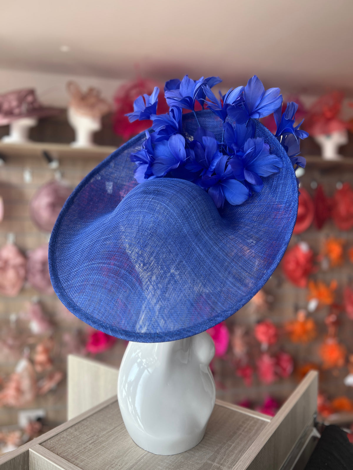 Floral Fantasy Sapphire Hatinator with Upturned Brim-Fascinators Direct
