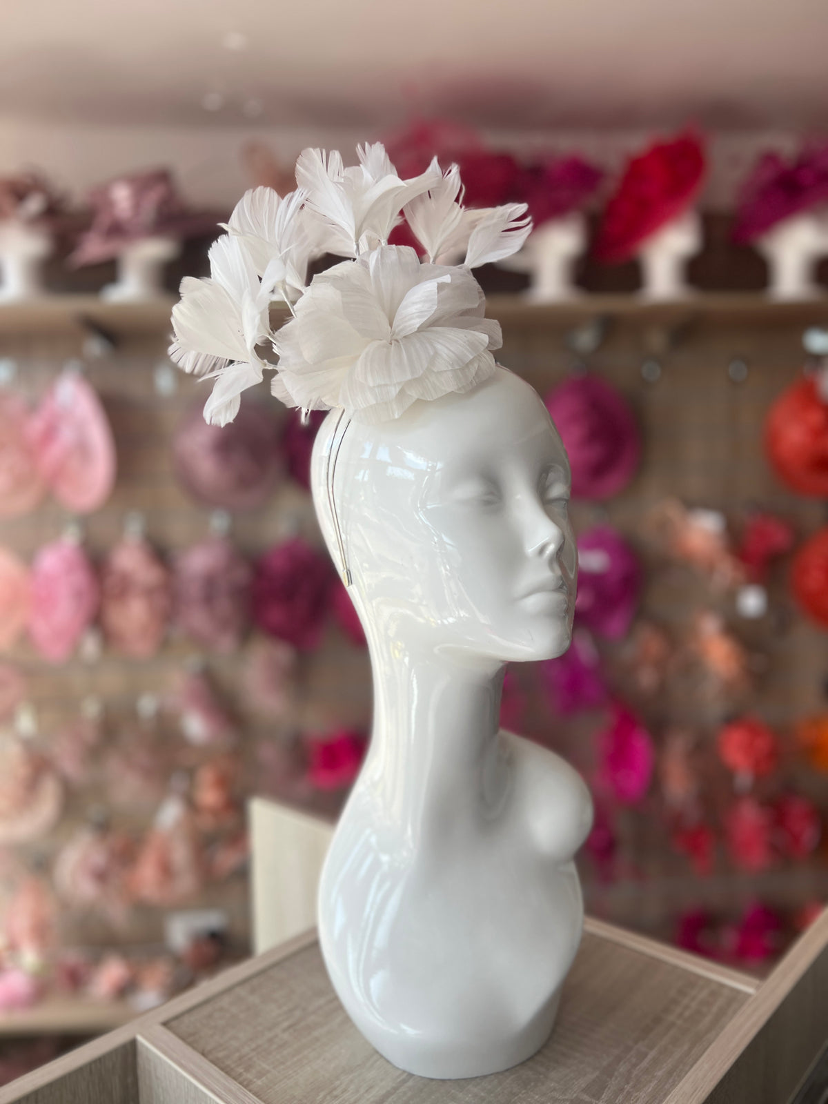 Floral Fantasy White Headband Fascinator-Fascinators Direct