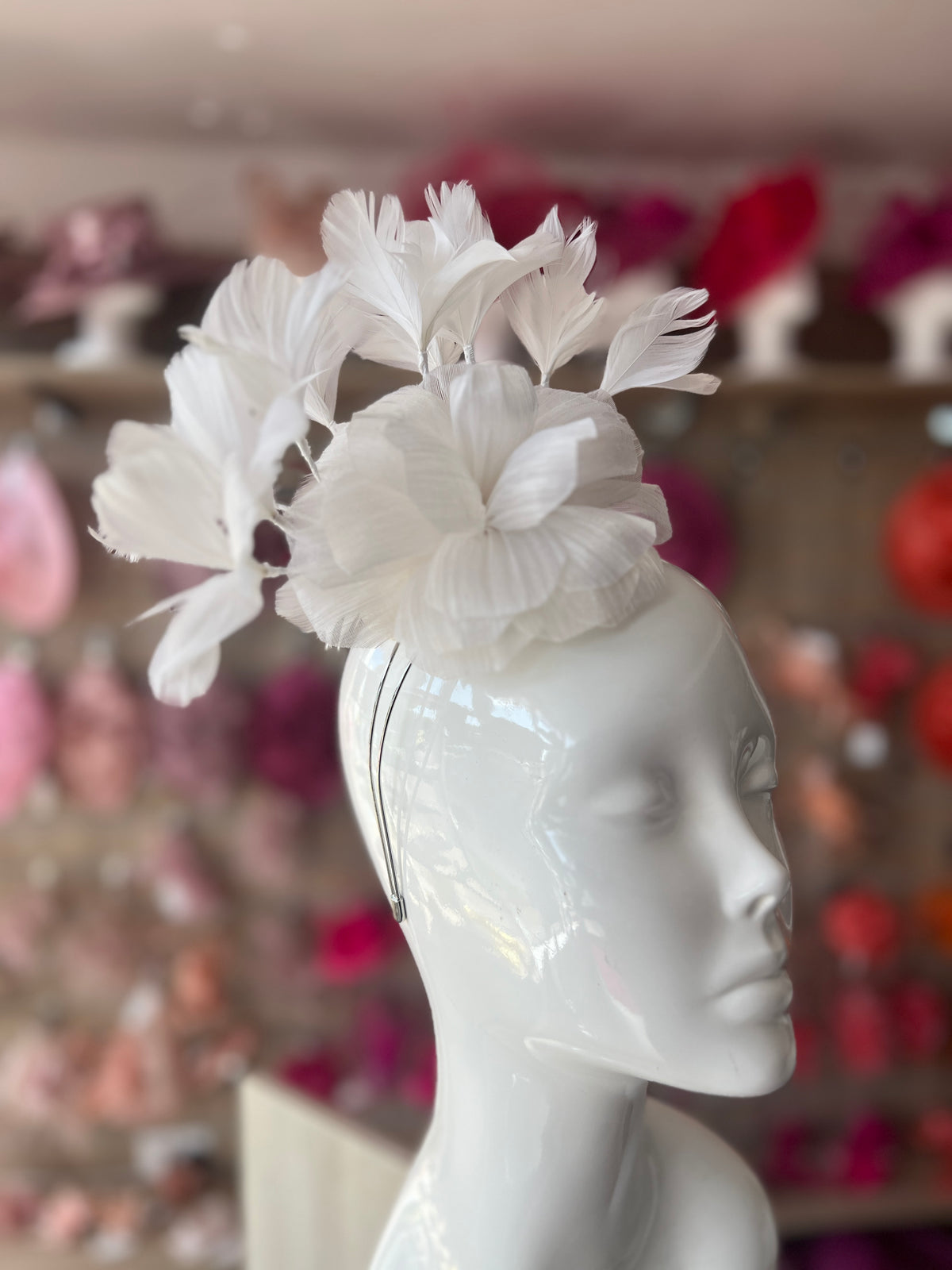 Floral Fantasy White Headband Fascinator-Fascinators Direct