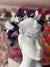 Floral Fantasy White & Navy Headband Fascinator-Fascinators Direct
