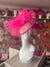 Florescent Pink Large Fascinator With Feather Flower & Netting-Fascinators Direct