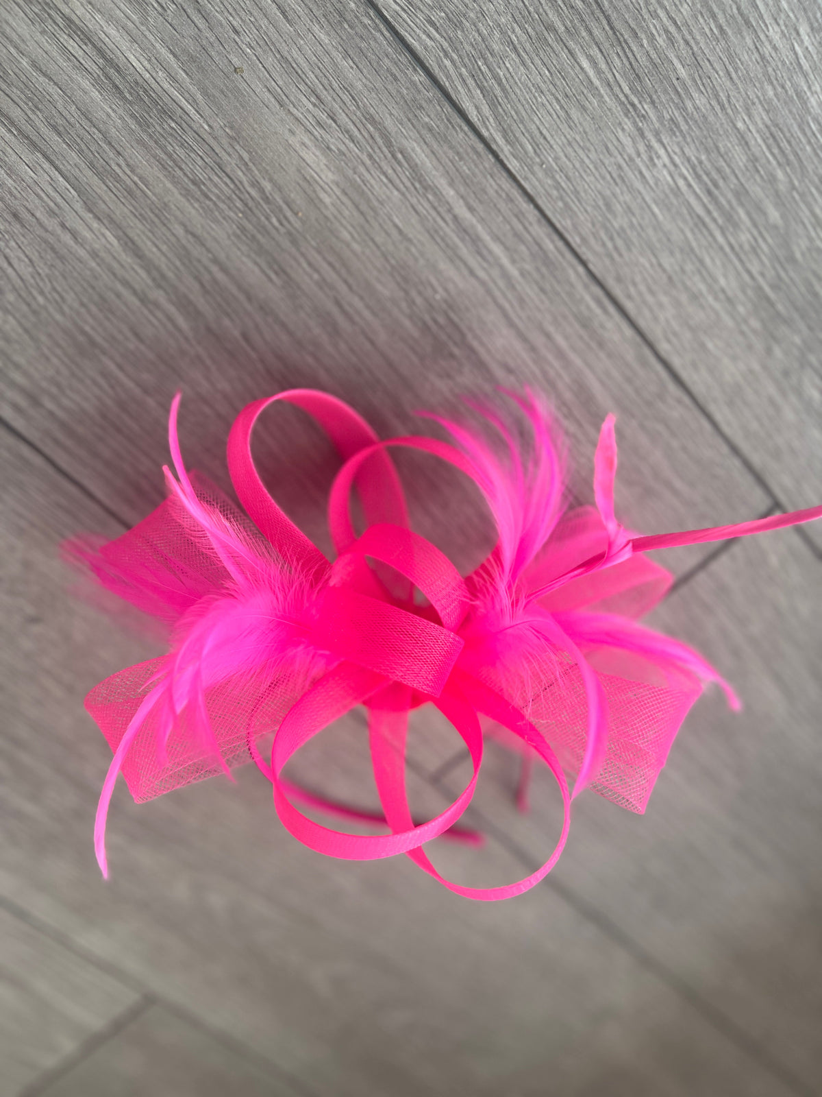 Florescent Pink Loop Bow Fascinator With Feathers-Fascinators Direct