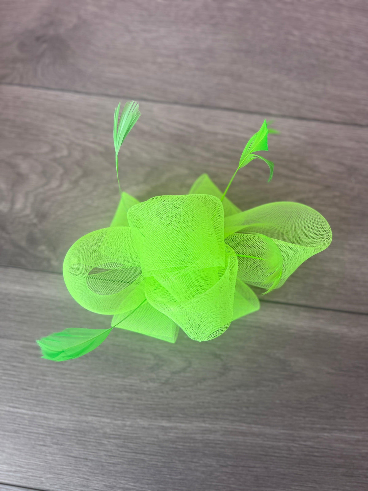 Fluorescent Green Large Loop Fascinator With Feathers-Fascinators Direct