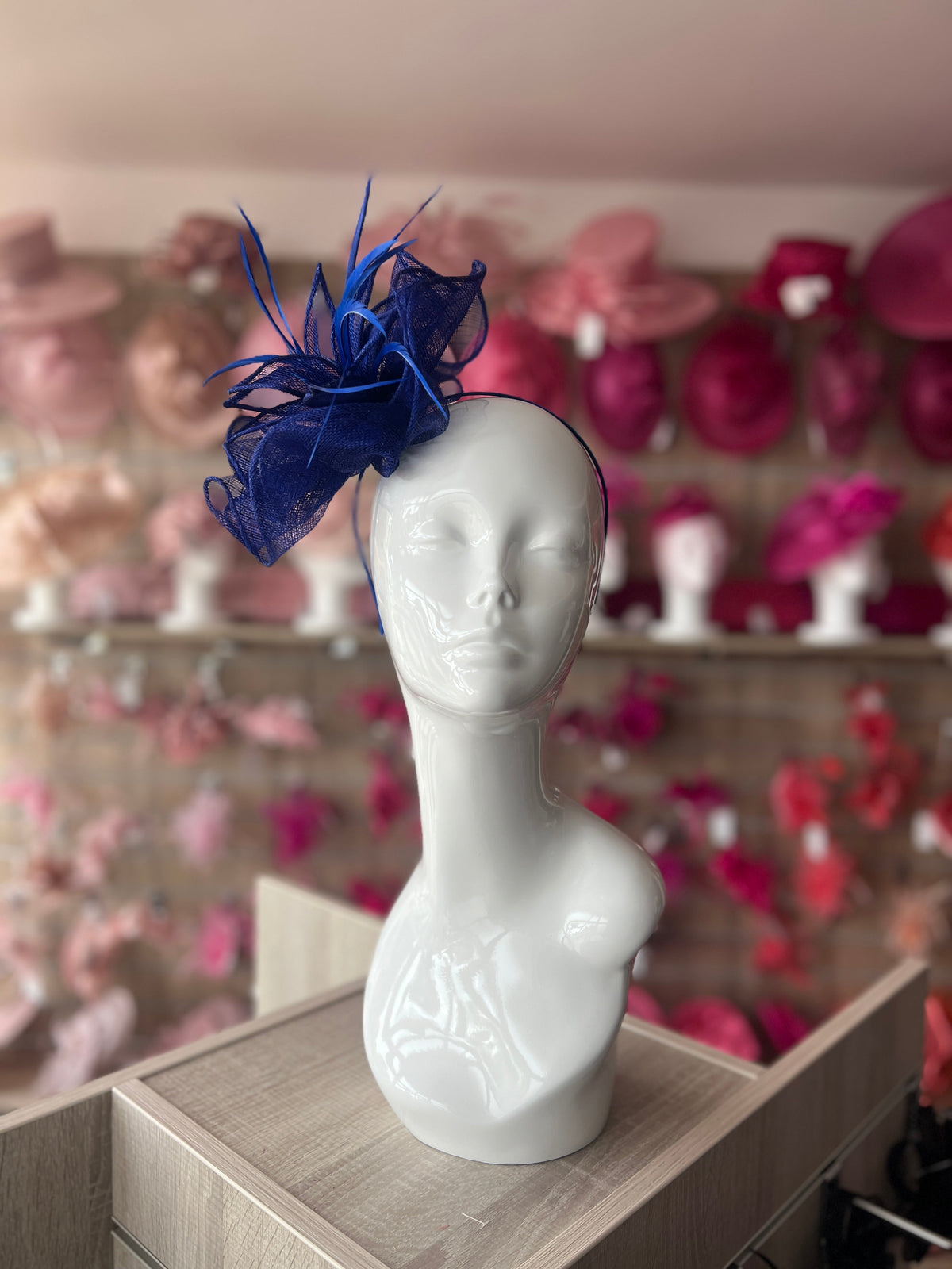 Fluted Sinamay Flower Cobalt Royal Blue Fascinator Headband-Fascinators Direct