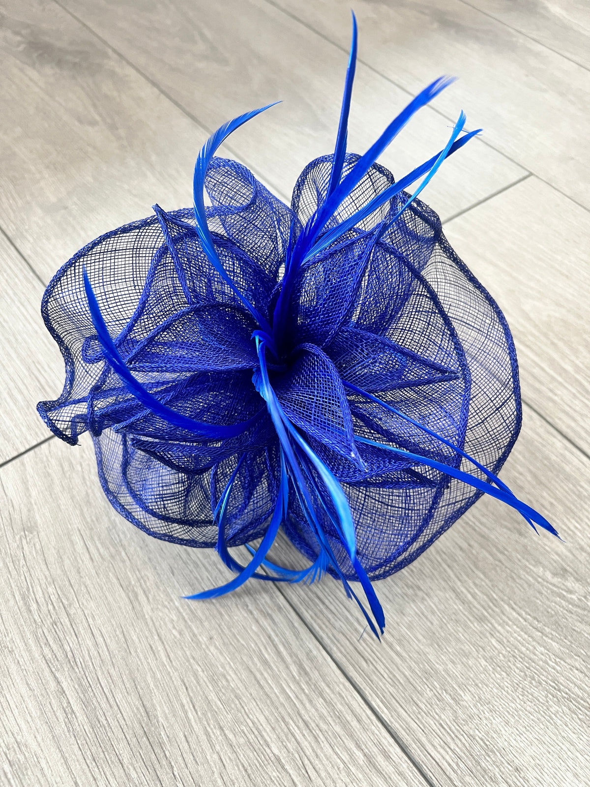 Fluted Sinamay Flower Cobalt Royal Blue Fascinator Headband-Fascinators Direct