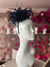 Fluted Sinamay Flower Navy Fascinator Headband-Fascinators Direct