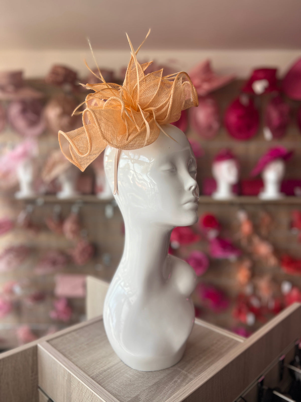 Fluted Sinamay Flower Nude Fascinator Headband-Fascinators Direct
