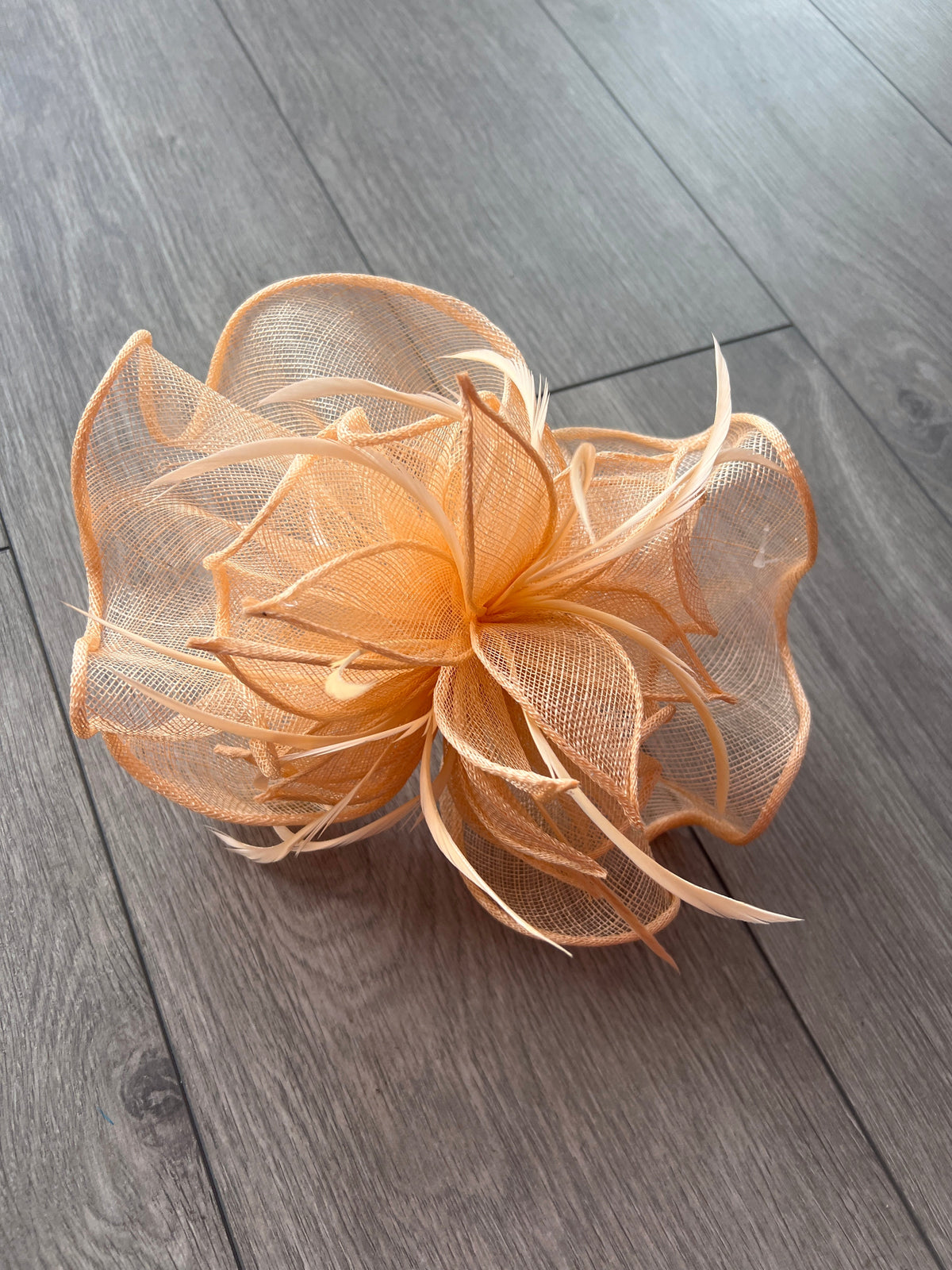 Fluted Sinamay Flower Nude Fascinator Headband-Fascinators Direct
