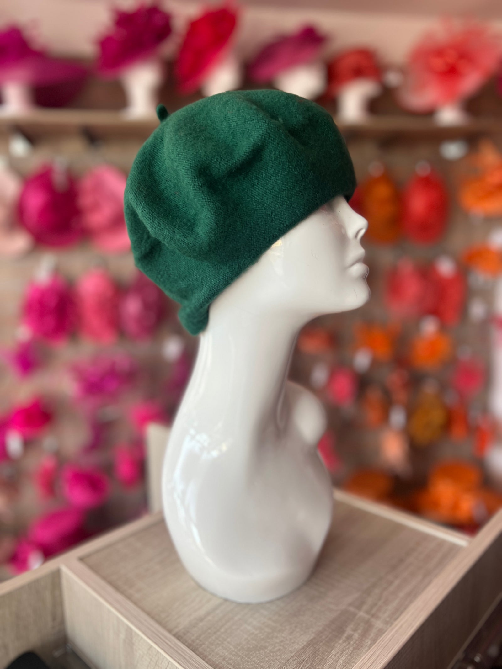 Forest Green Beret Hat-Fascinators Direct