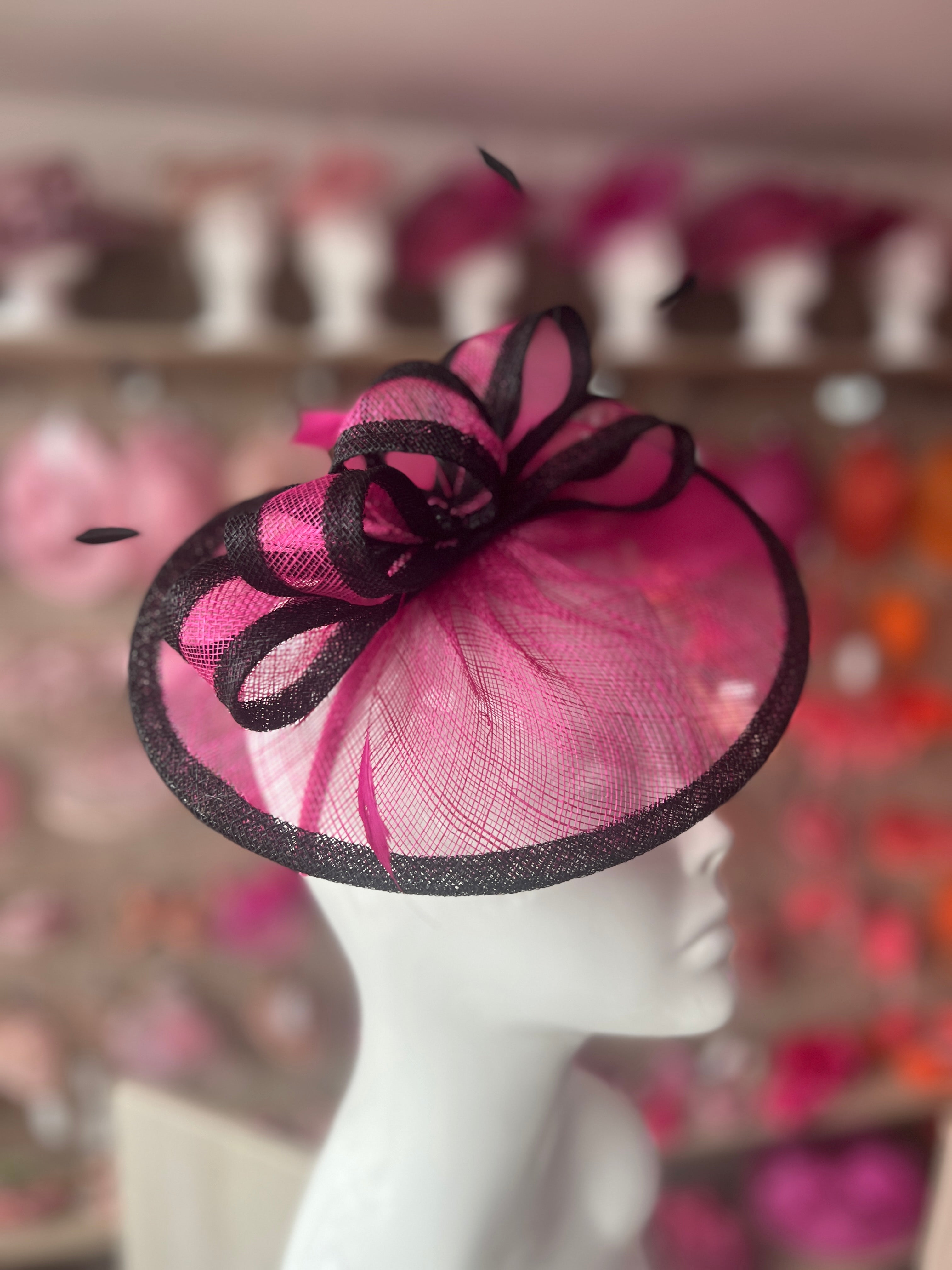 Hat Black And Pink Fascinator Hot Pink Pink Occasion Hat Colette Hat Black Fuchsia Pink