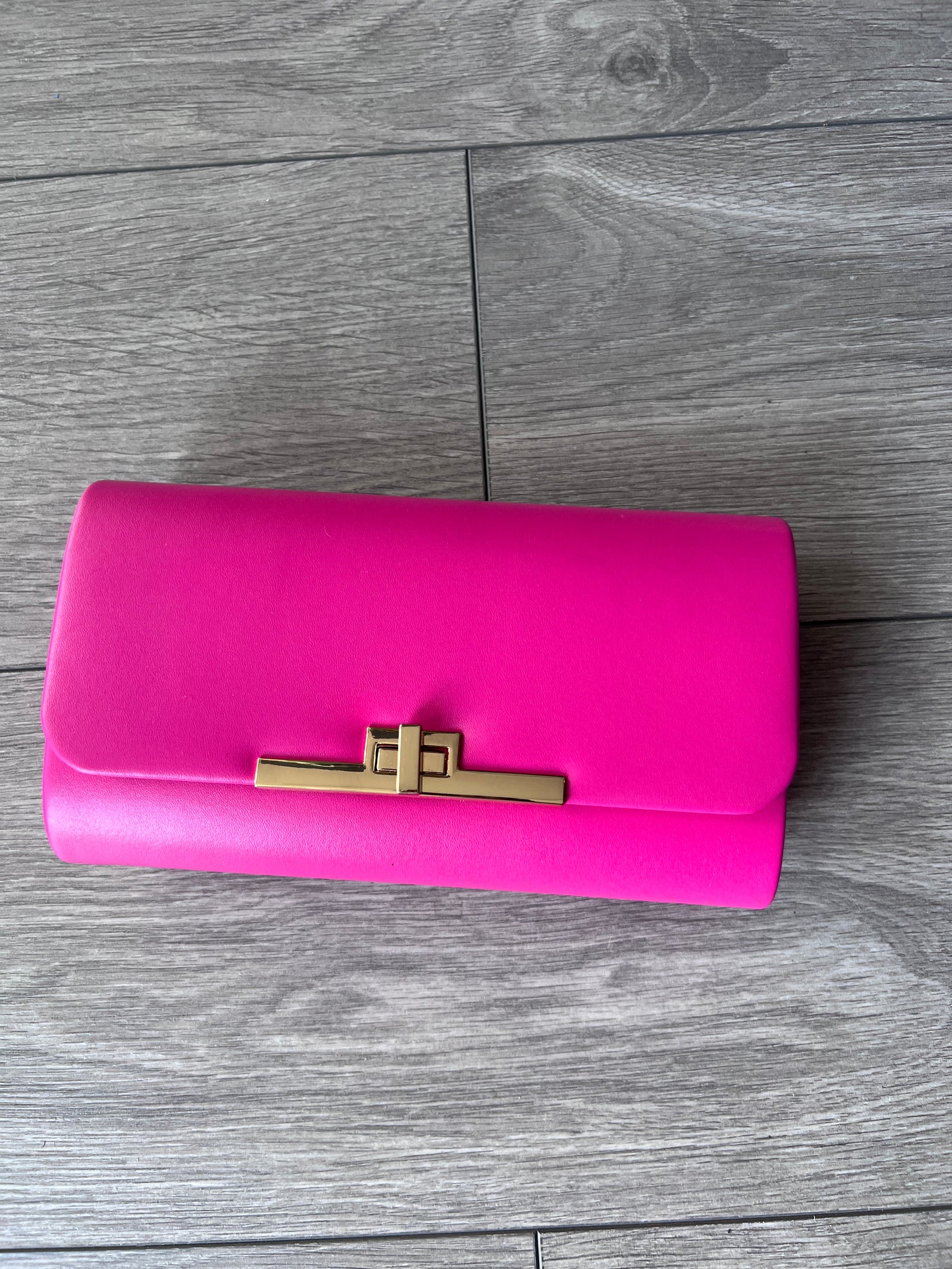 Fuchsia Clutch Bag With Gold Turn Lock-Fascinators Direct