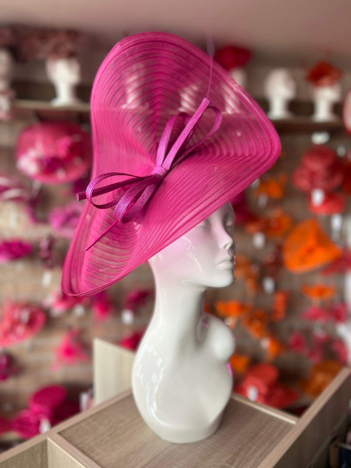 Fuchsia Crinoline Hatinator with Bow-Fascinators Direct