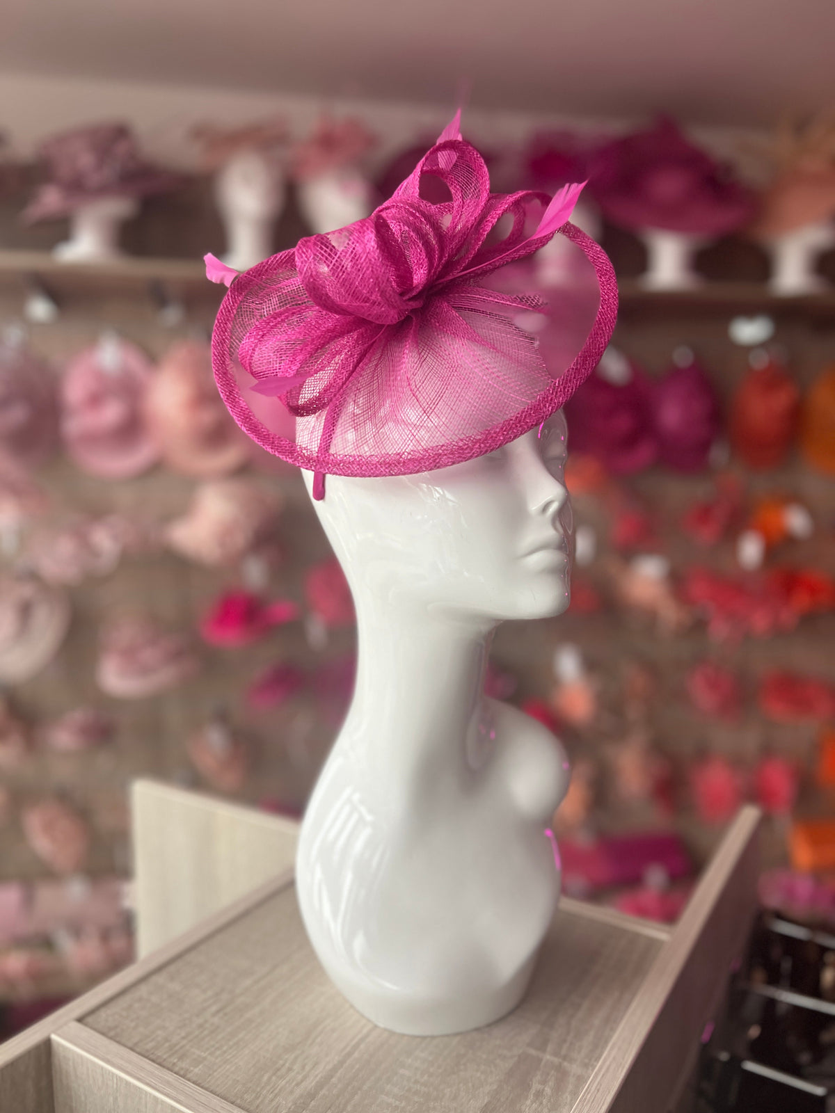 Fuchsia Curved Disc Fascinator-Fascinators Direct