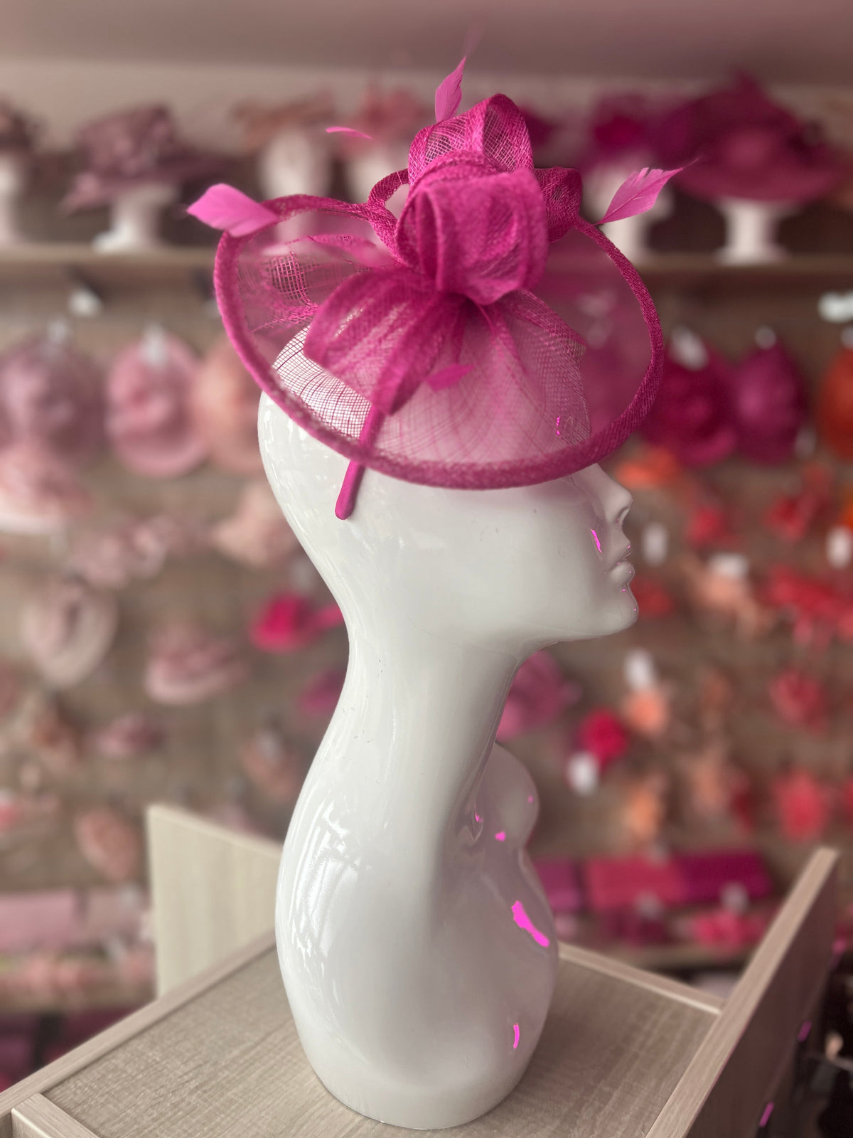 Fuchsia Curved Disc Fascinator-Fascinators Direct