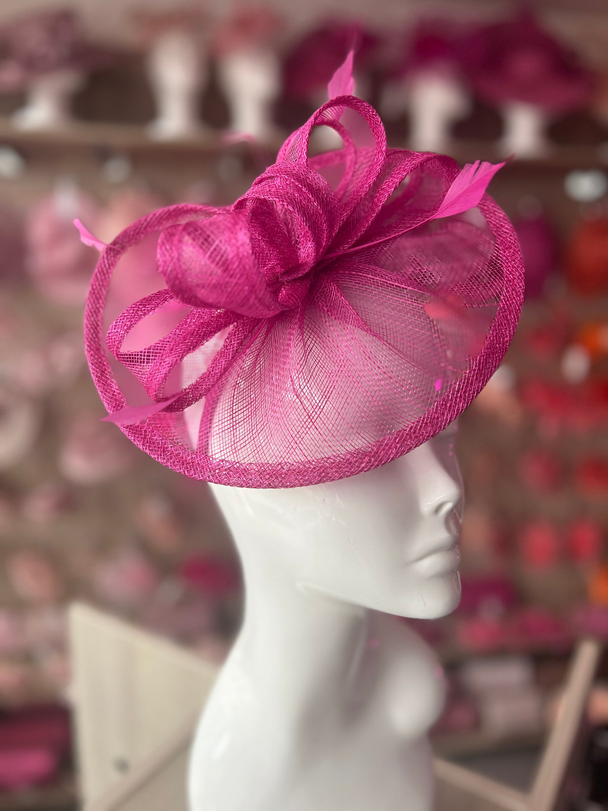 Fuchsia Curved Disc Fascinator-Fascinators Direct