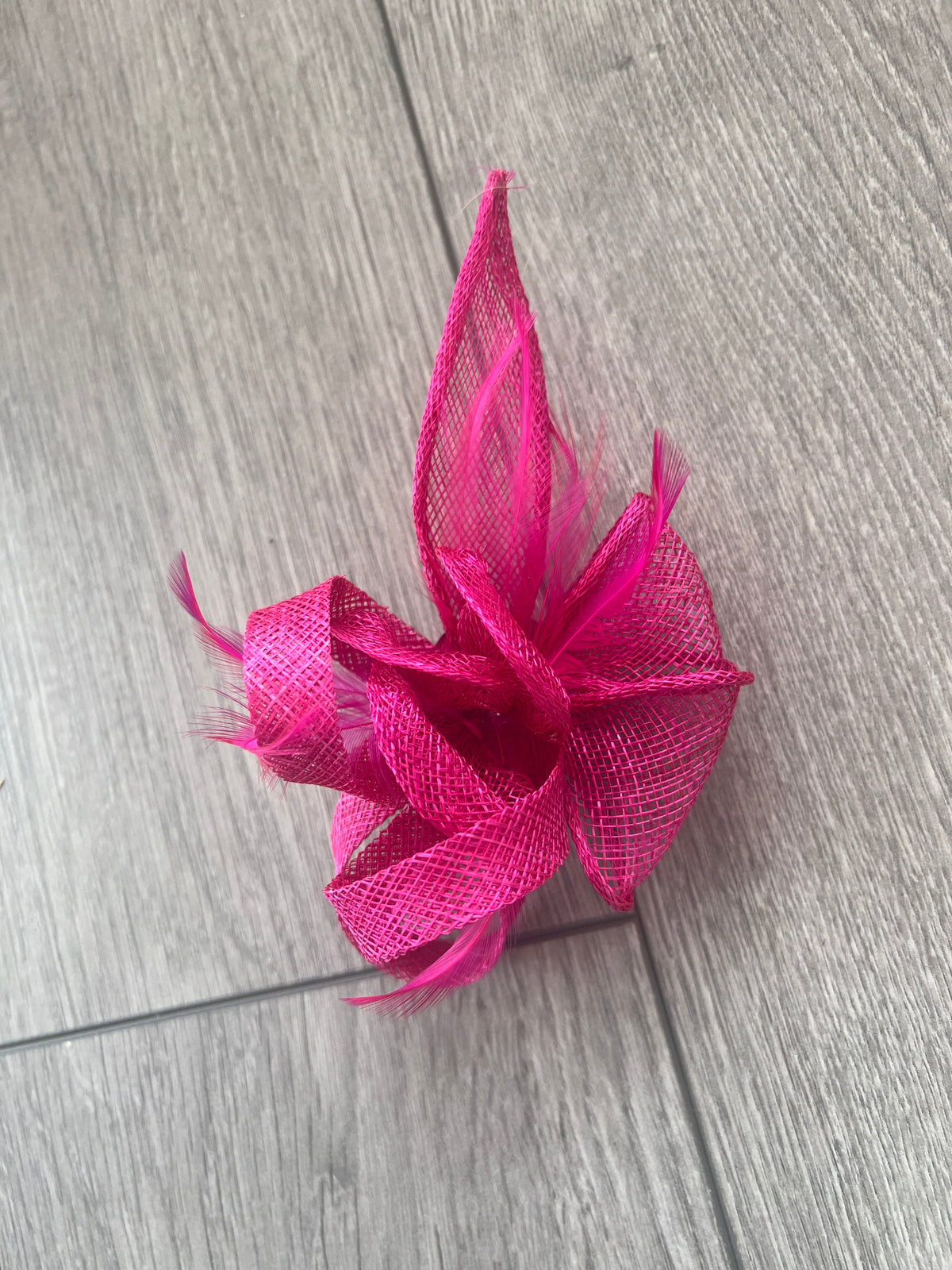 Fuchsia Fascinator Clip with Sinamay &amp; Feather Flower-Fascinators Direct