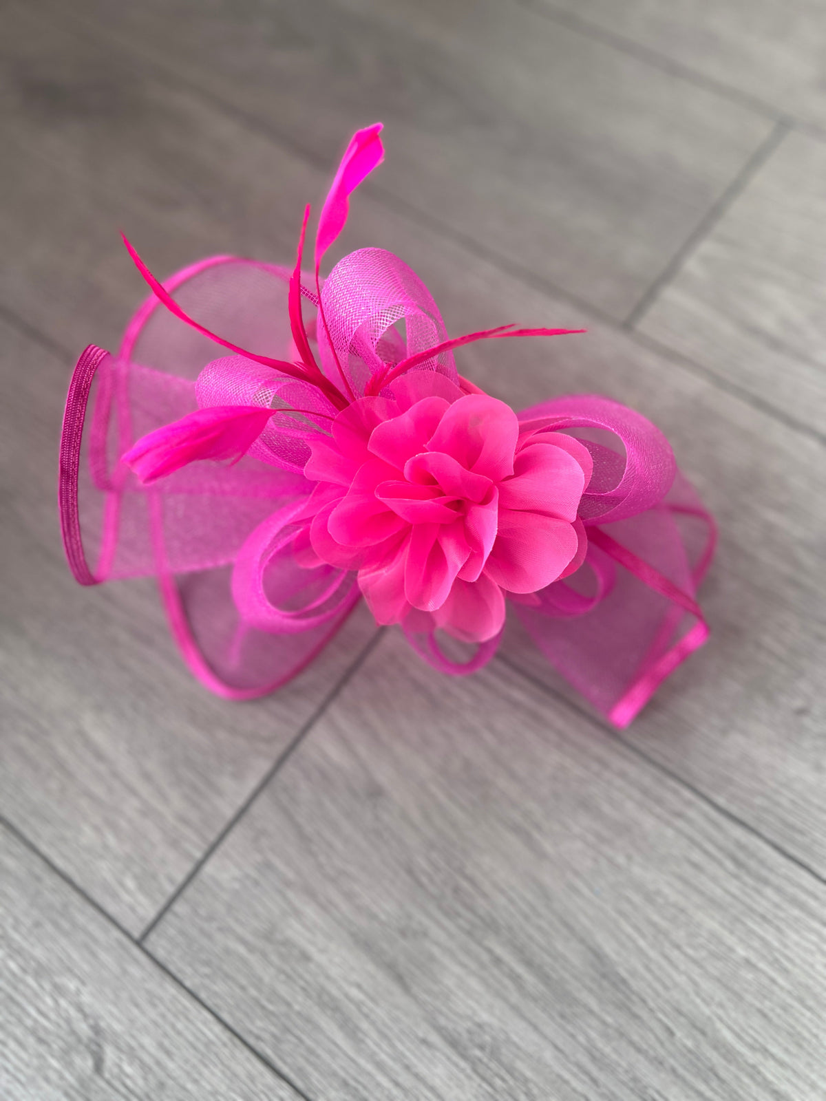 Fuchsia Fascinator Fluted Crinoline &amp; Flower-Fascinators Direct