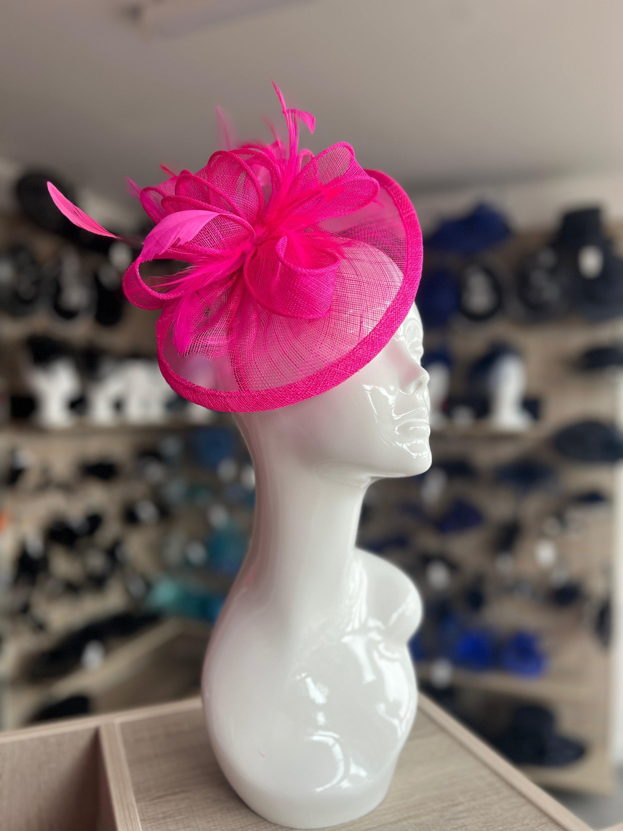 Fuchsia Fascinator with Ruched Sinamay & Loops-Fascinators Direct