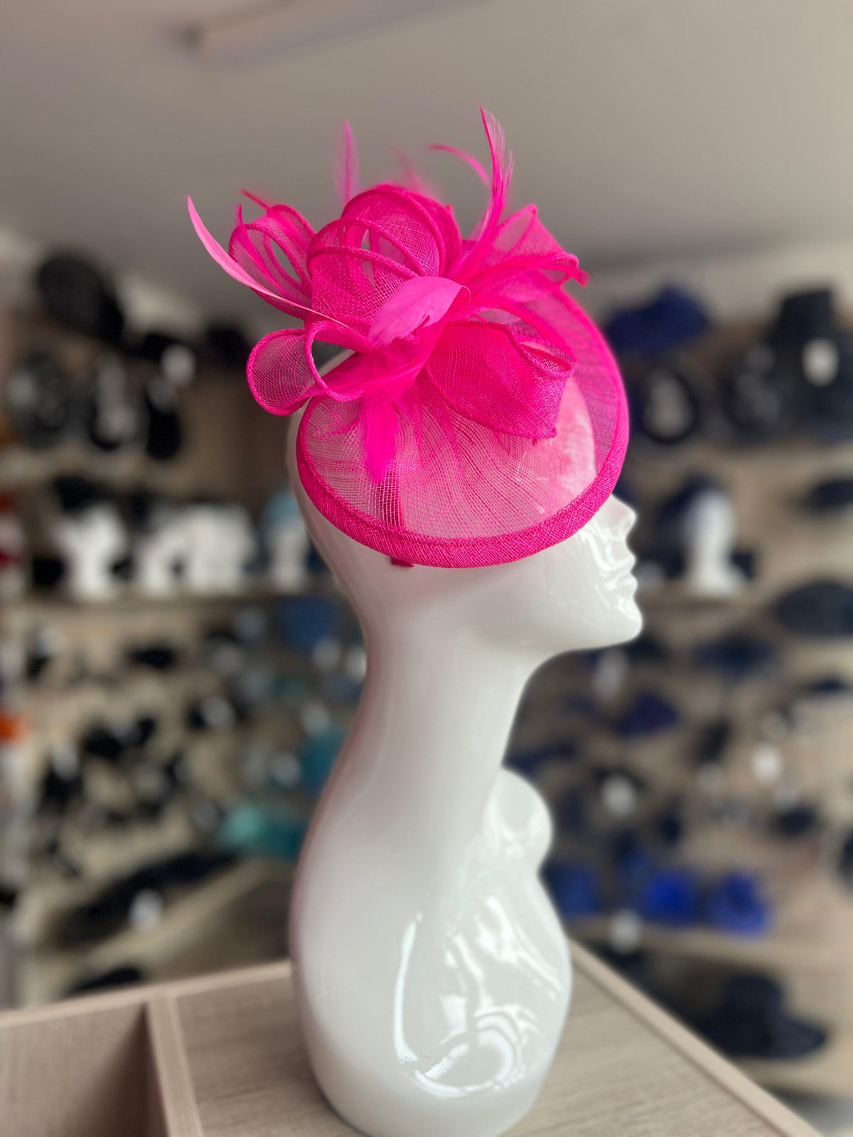 Fuchsia Fascinator with Ruched Sinamay &amp; Loops-Fascinators Direct