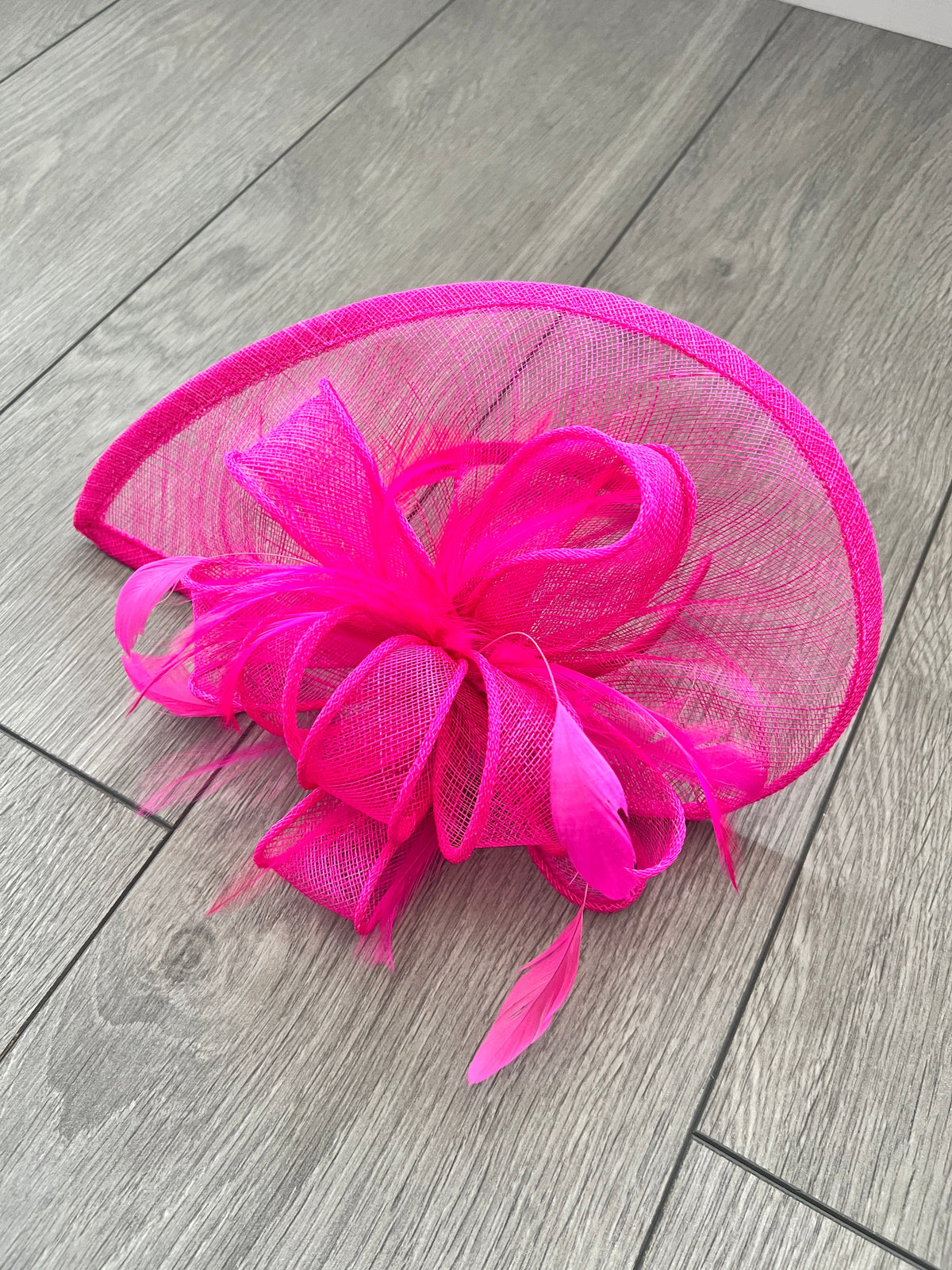 Fuchsia Fascinator with Ruched Sinamay &amp; Loops-Fascinators Direct