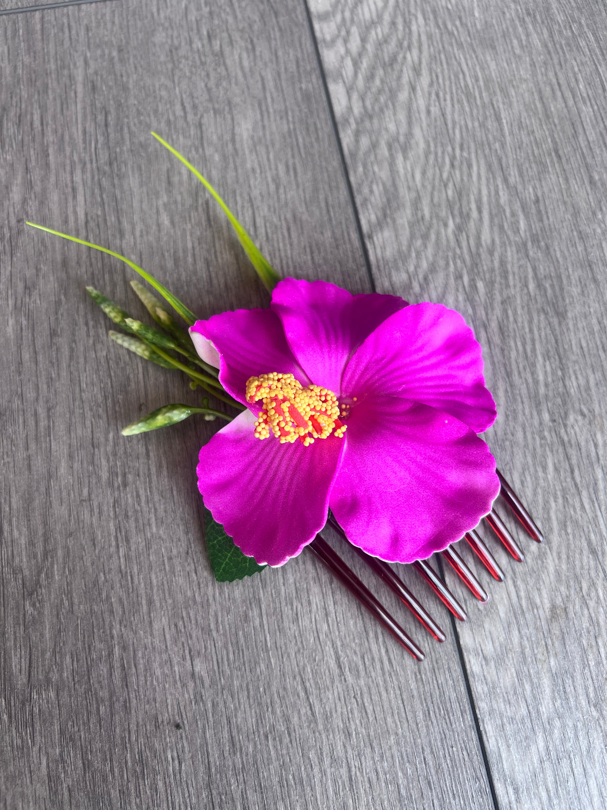 Fuchsia Hawaiian Hair Flower Comb-Fascinators Direct