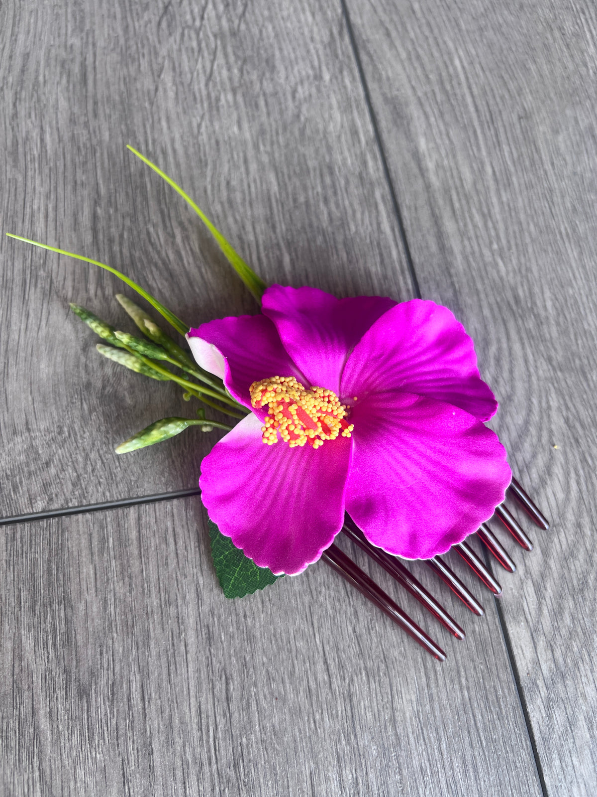 Fuchsia Hawaiian Hair Flower Comb-Fascinators Direct