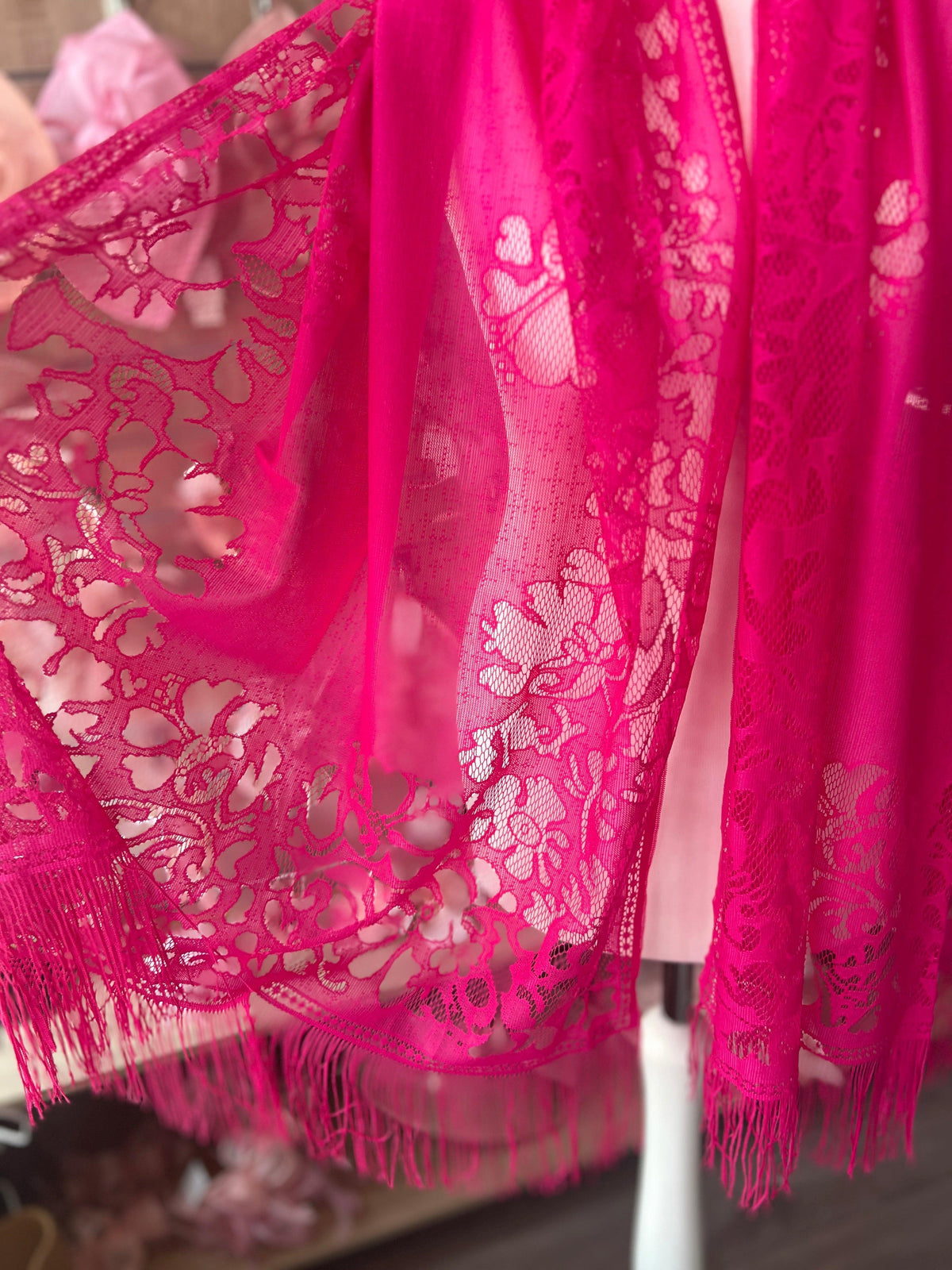 Fuchsia Lace Shawl-Fascinators Direct