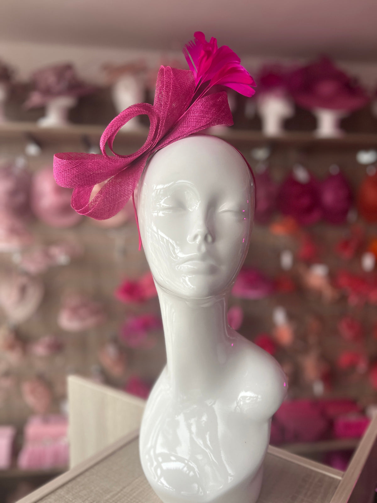 Fuchsia Large Loop Feather Headband Fascinator-Fascinators Direct