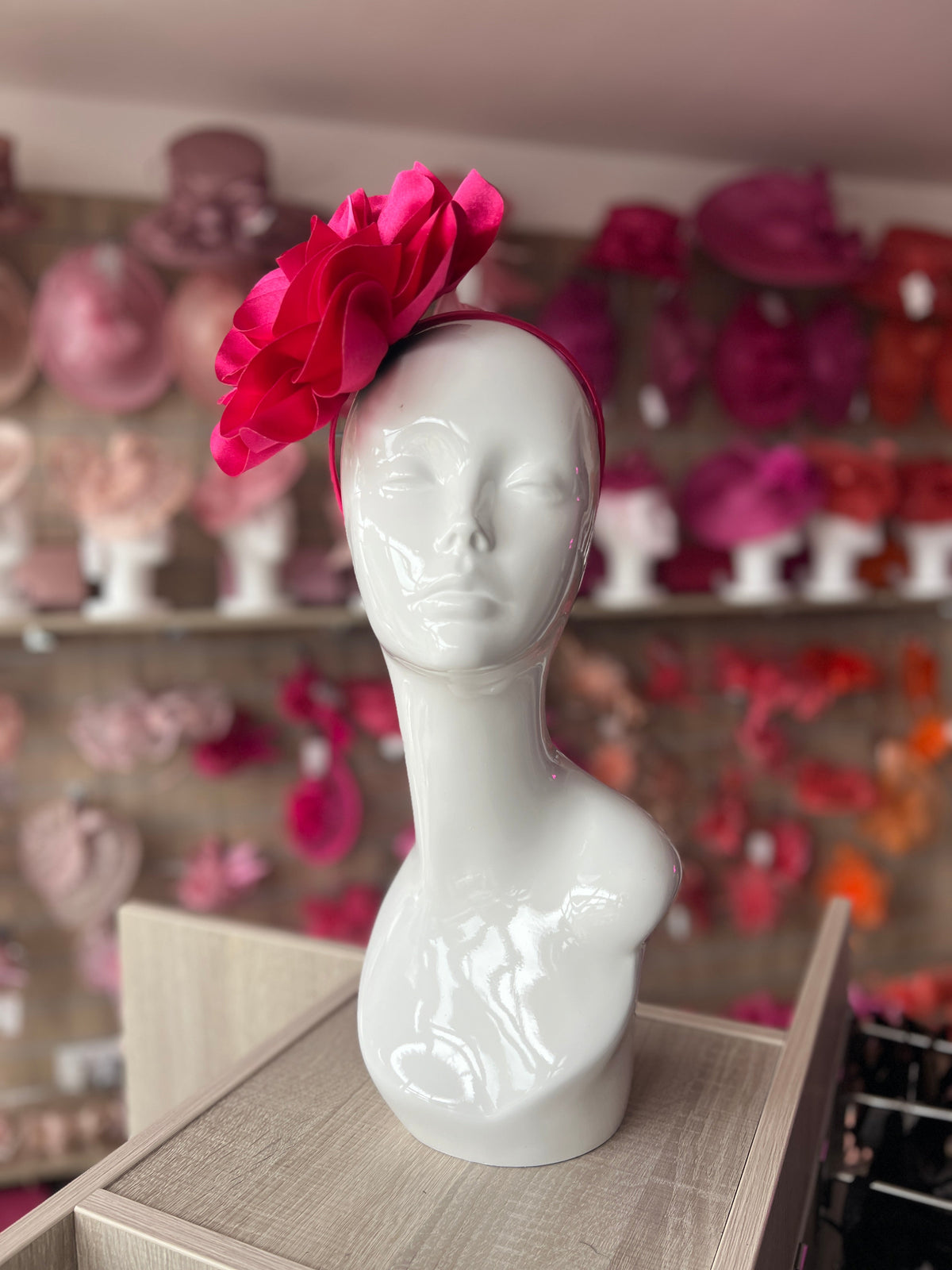 Fuchsia Large Satin Rose Flower Fascinator-Fascinators Direct