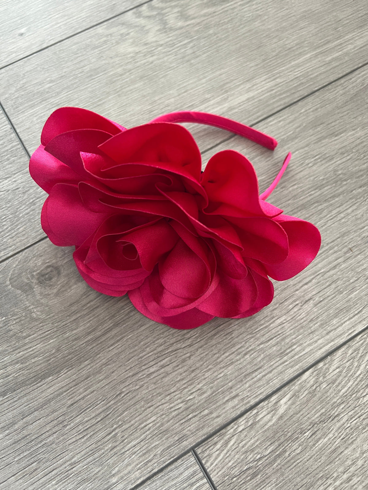 Fuchsia Large Satin Rose Flower Fascinator-Fascinators Direct