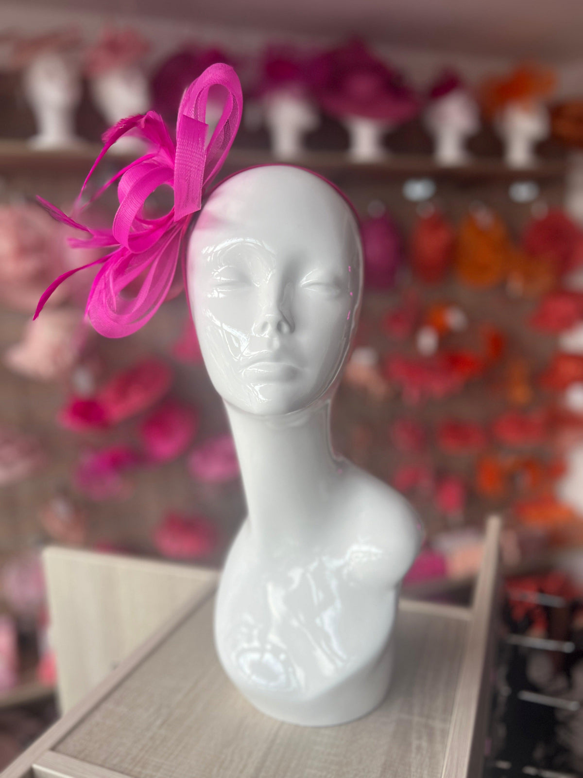Fuchsia Loop Bow Fascinator With Feathers-Fascinators Direct