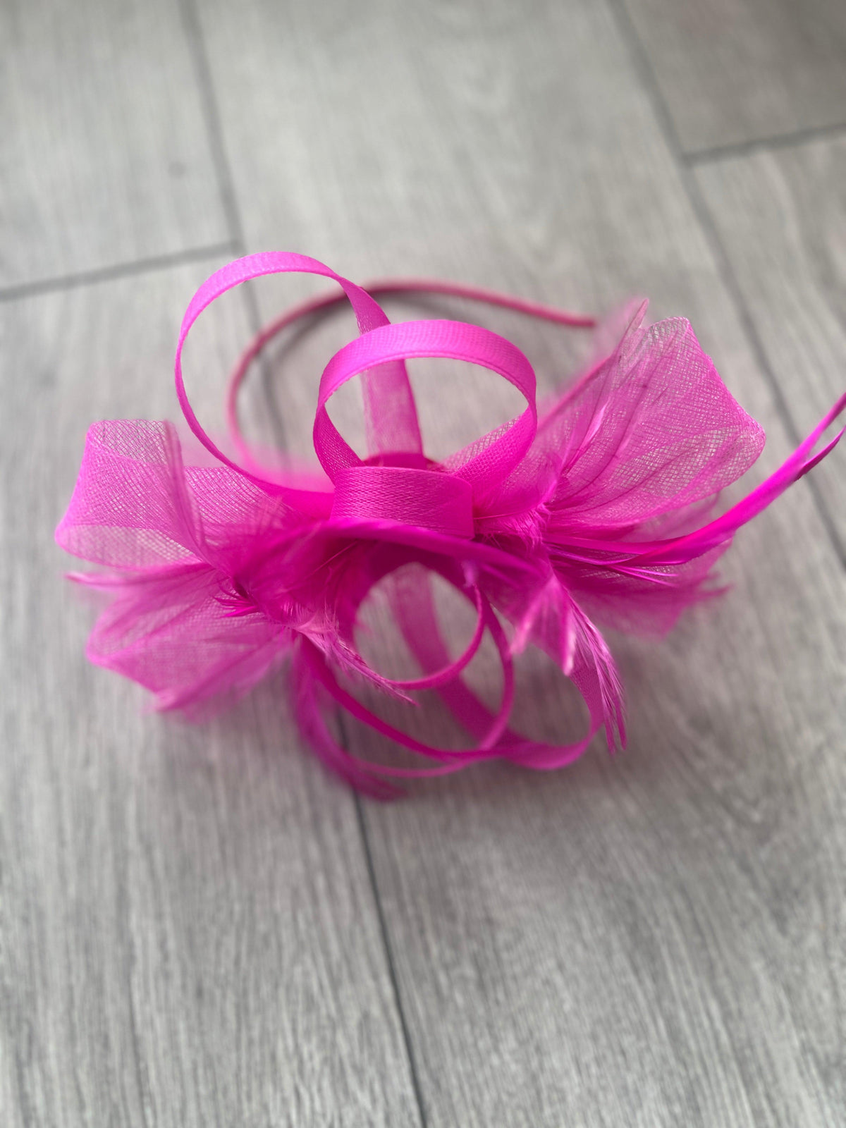 Fuchsia Loop Bow Fascinator With Feathers-Fascinators Direct