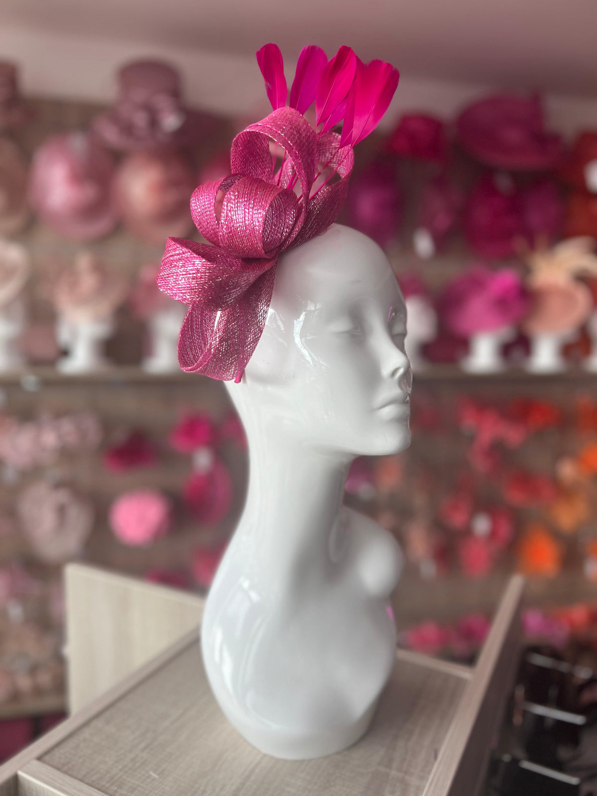 Fuchsia Metallic Large Loop Feather Headband Fascinator-Fascinators Direct