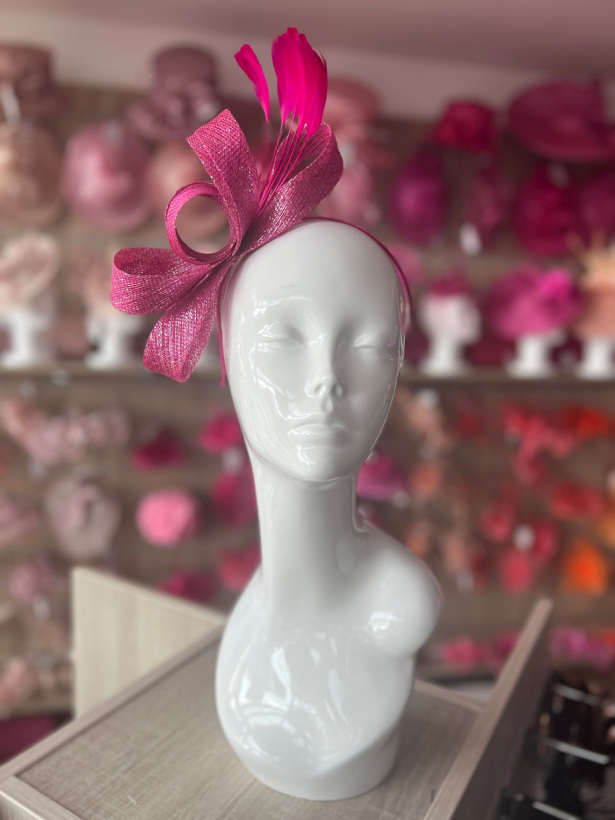 Fuchsia Metallic Large Loop Feather Headband Fascinator-Fascinators Direct