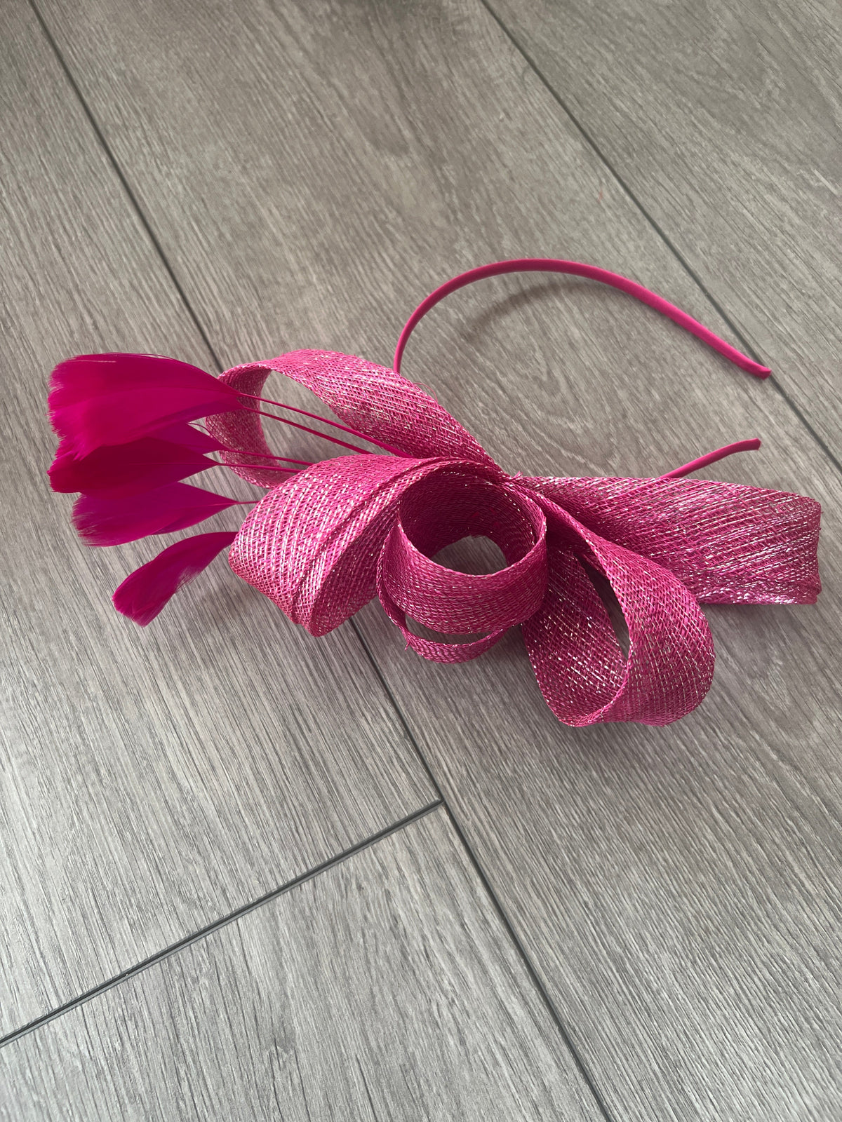 Fuchsia Metallic Large Loop Feather Headband Fascinator-Fascinators Direct