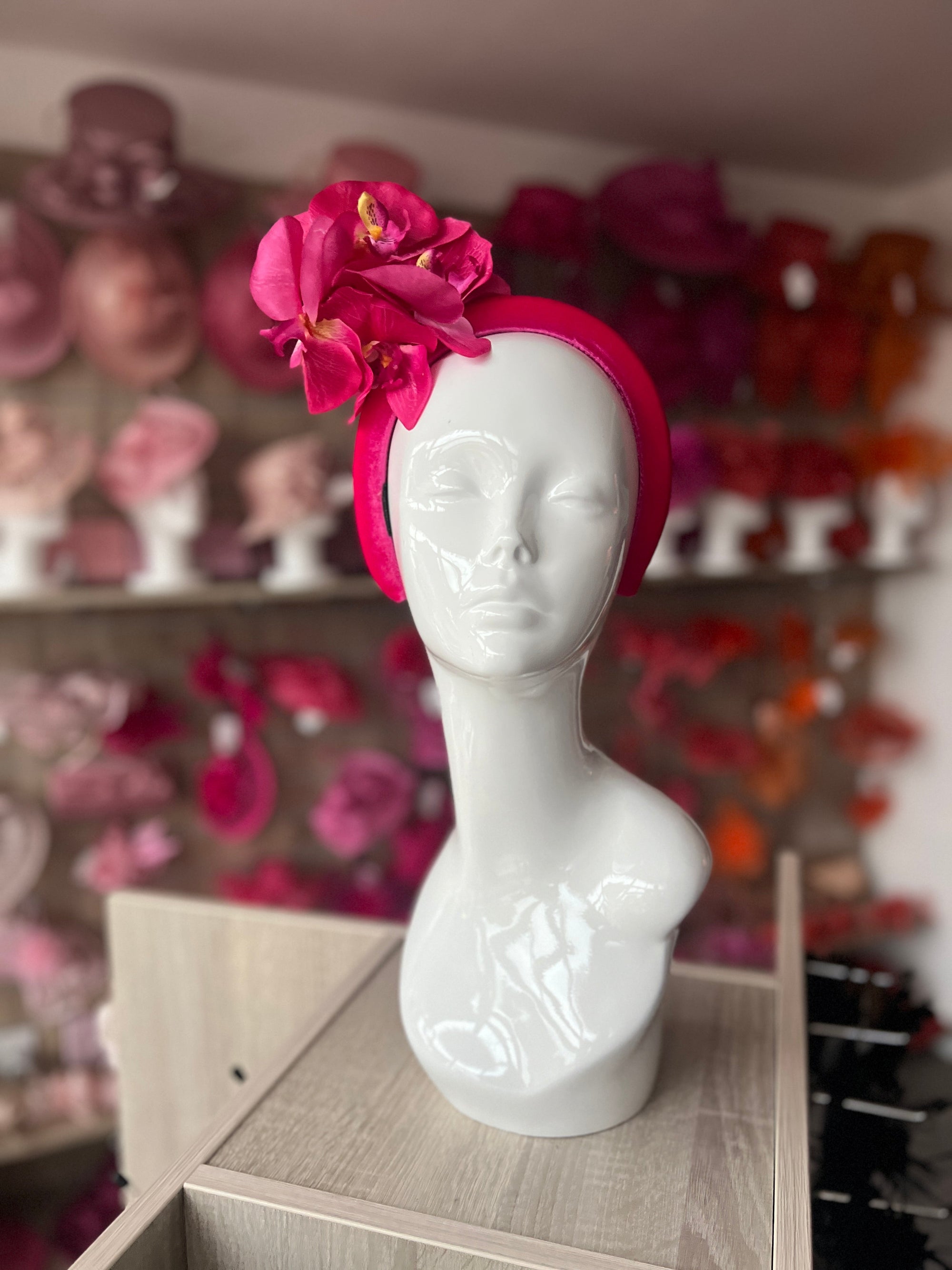 Fuchsia Orchid Flower Chunky Headband Fascinator-Fascinators Direct