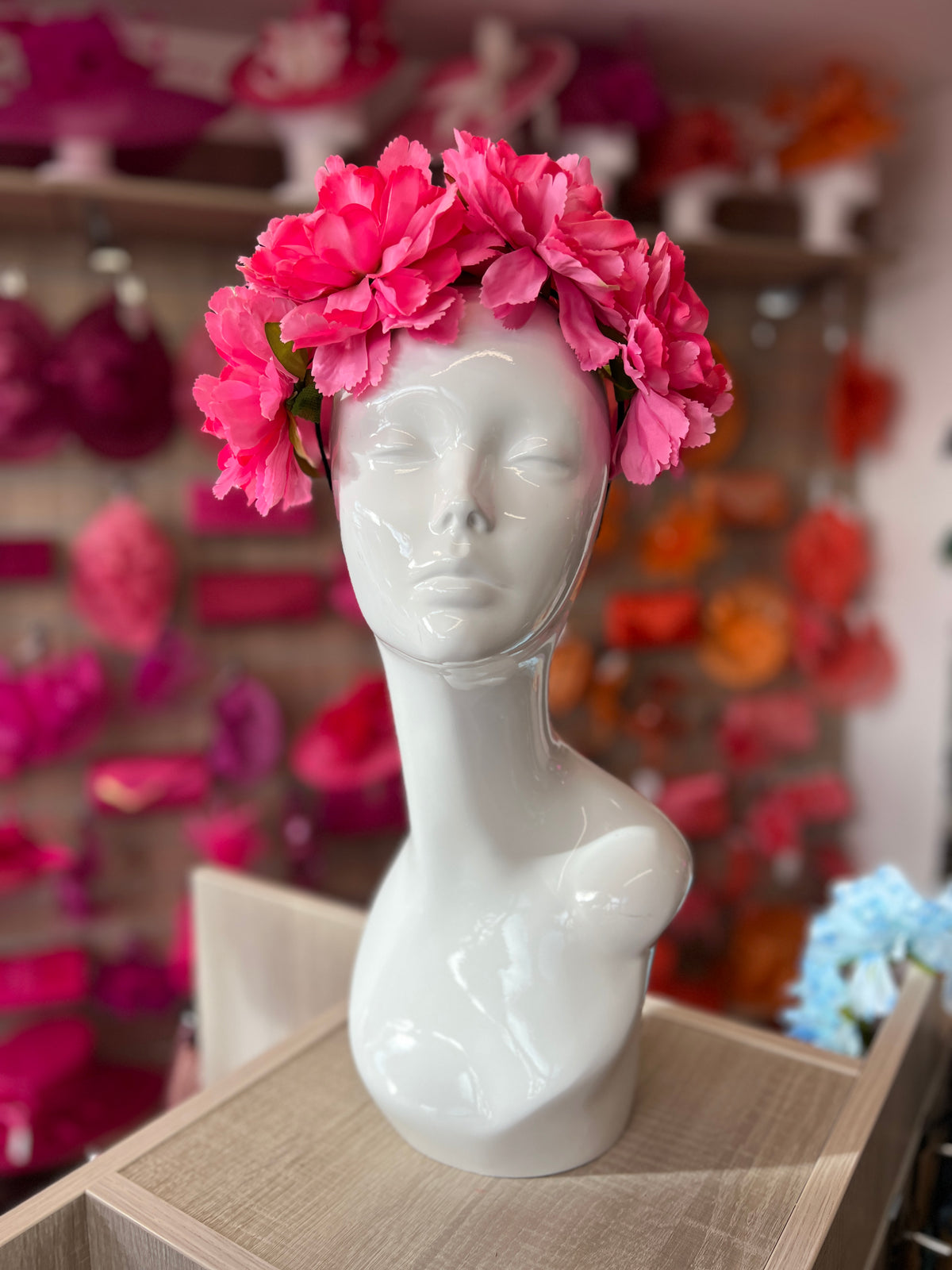 Fuchsia Peony flower Crown Headband-Fascinators Direct