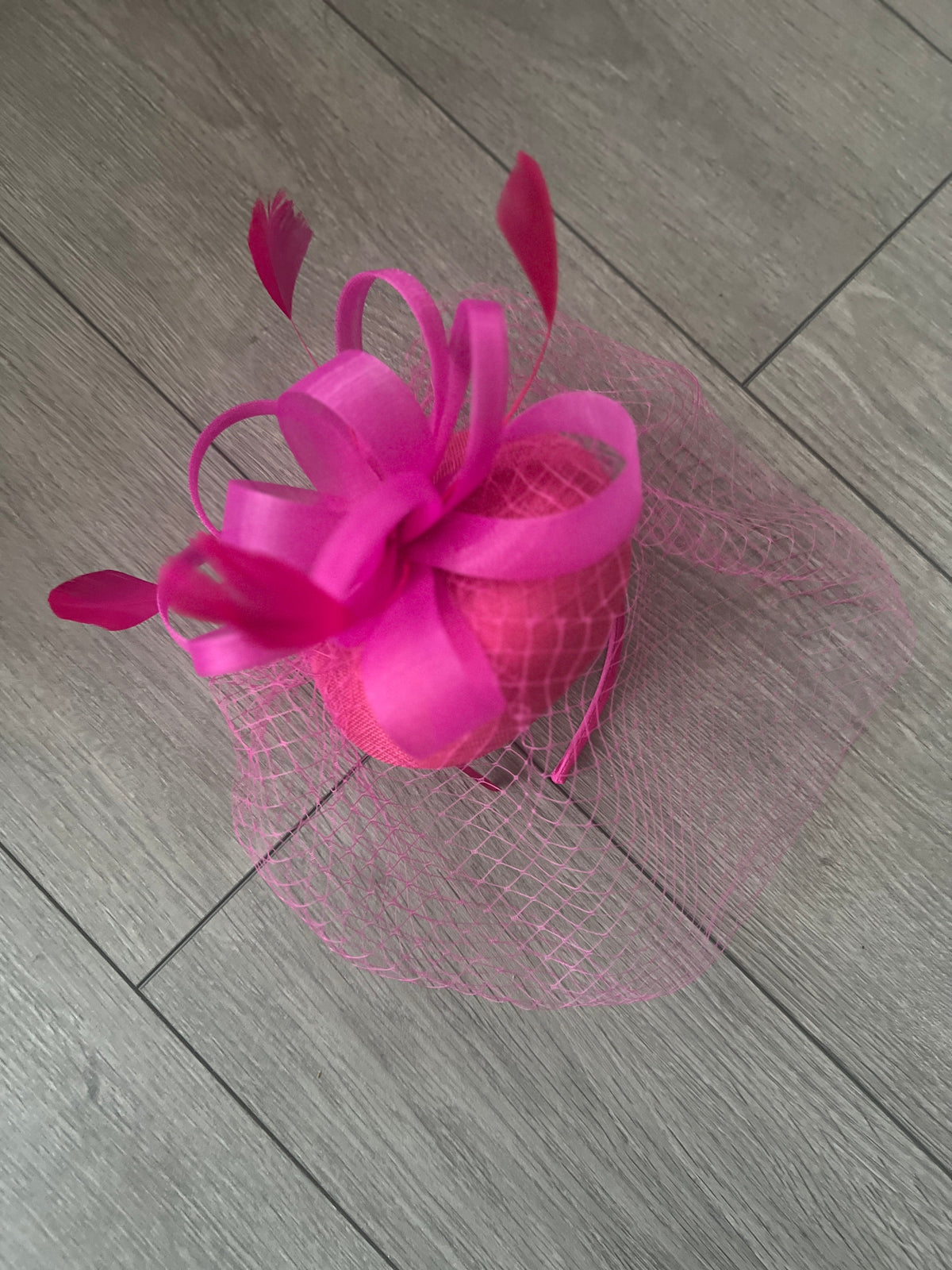 Fuchsia Pillbox Fascinator With Birdcage Veil-Fascinators Direct
