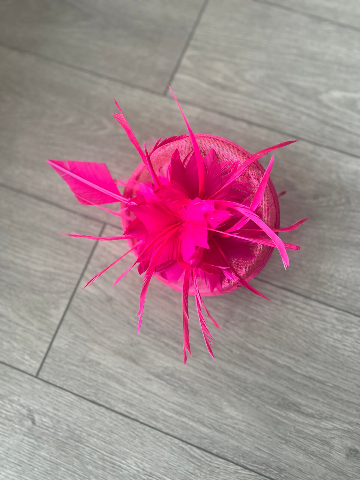 Fuchsia Pillbox Fascinator With Feather Flowers &amp; Feather Quill-Fascinators Direct