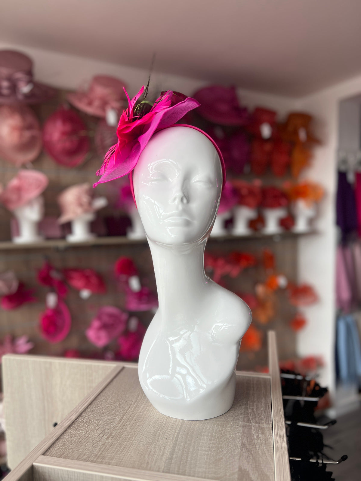 Fuchsia Pink Crinoline Flower Fascinator-Fascinators Direct