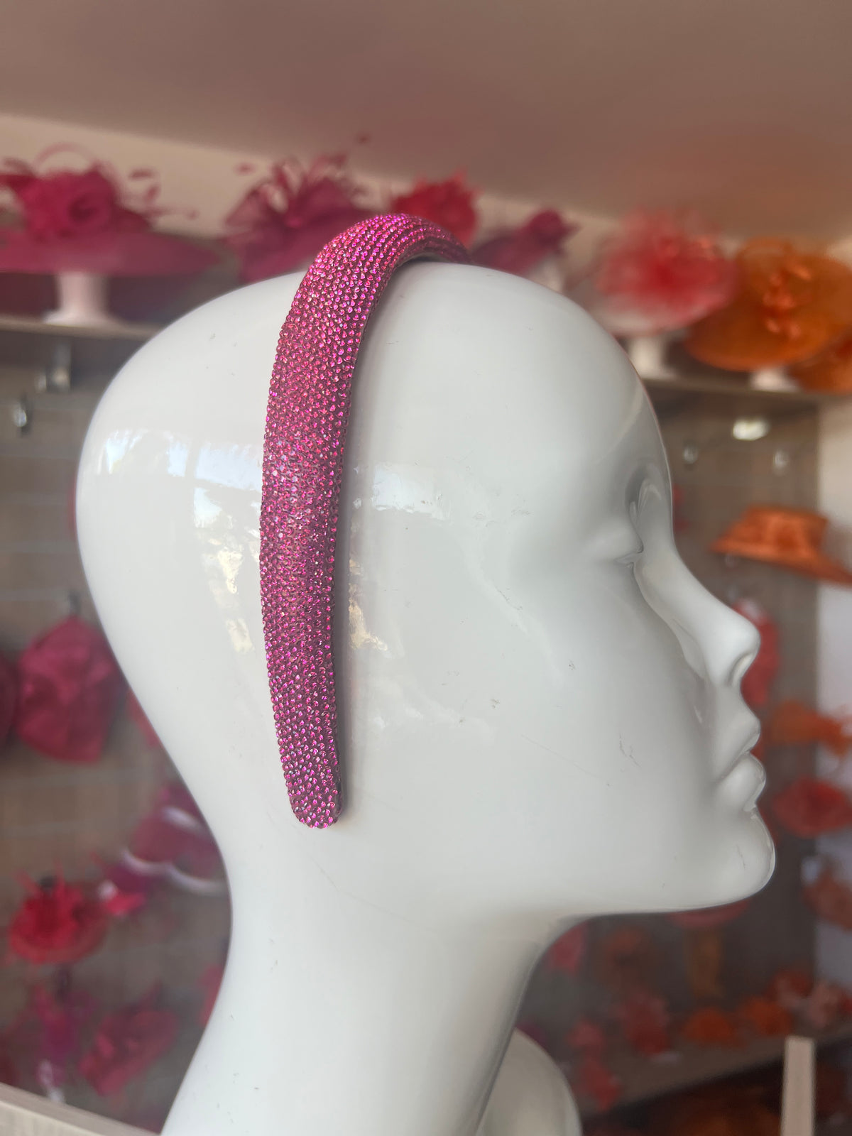 Fuchsia Pink Diamante Headband-Fascinators Direct