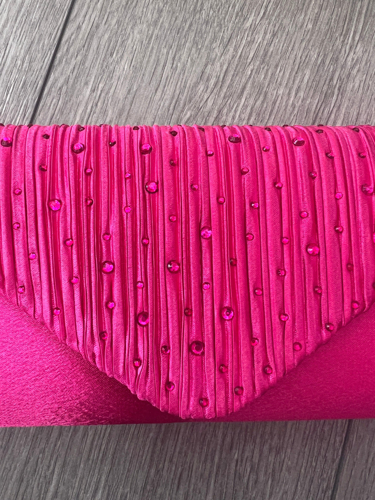 Fuchsia Pink Envelope Clutch Bag with Crystal Rhinestones-Fascinators Direct