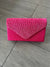 Fuchsia Pink Envelope Clutch Bag with Rhinestones-Fascinators Direct