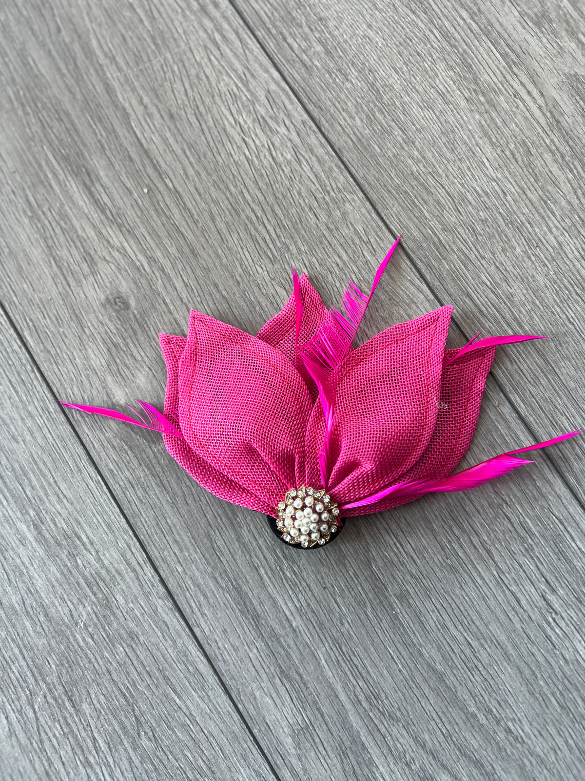 Fuchsia Pink Feather Petal Fan Hair Clip Fascinator-Fascinators Direct